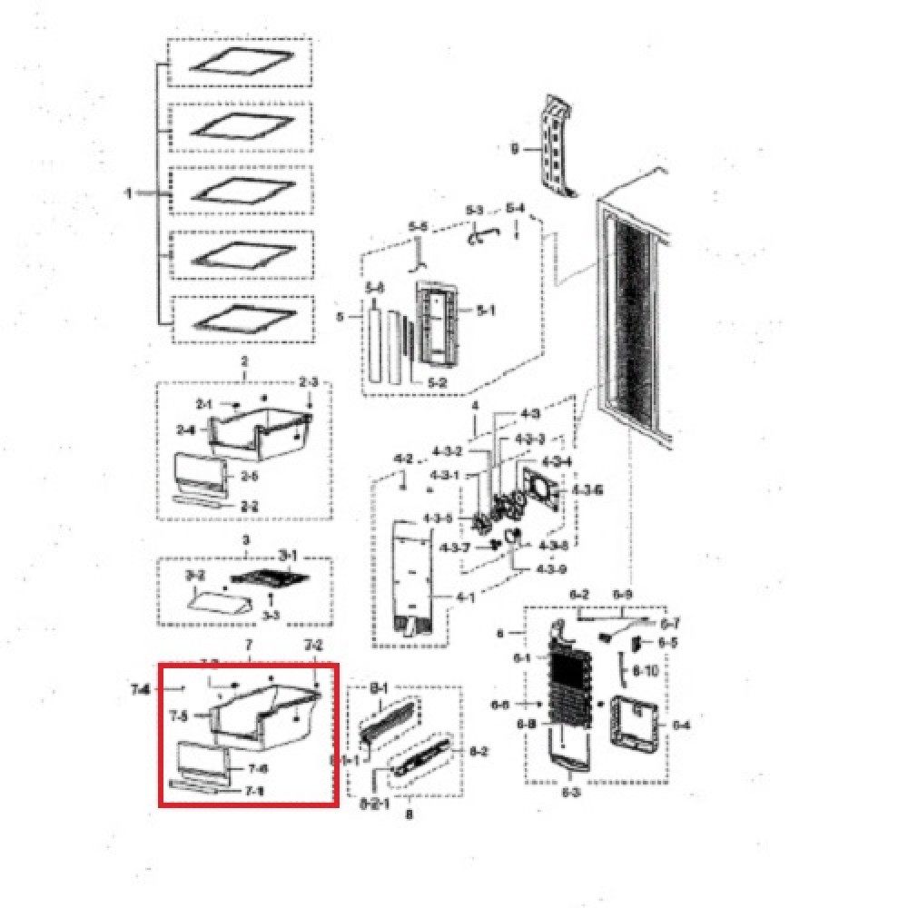 DA97-10884E Samsung Fridge Freezer Cabinet Shelf Lower Crisper Pan 3972996