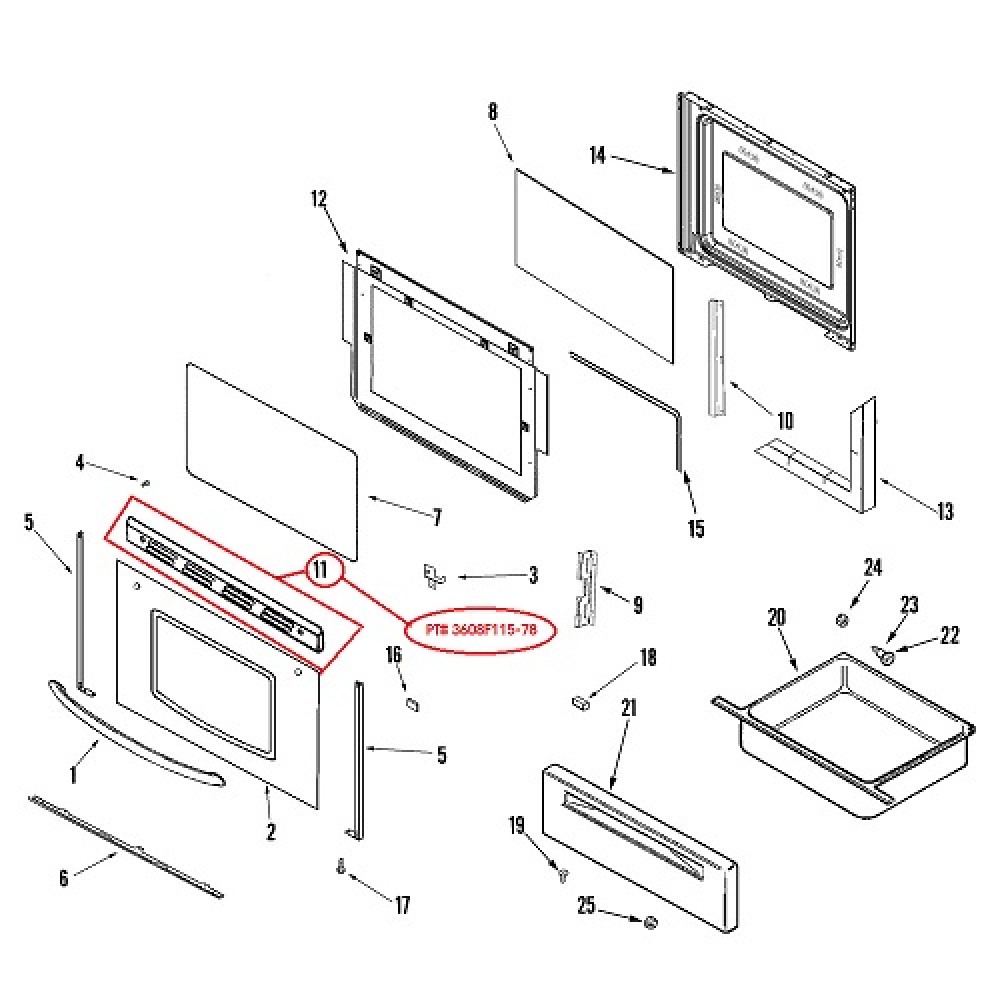 3608F115-78 Crosley Oven Range Door Trim Vent 74010237