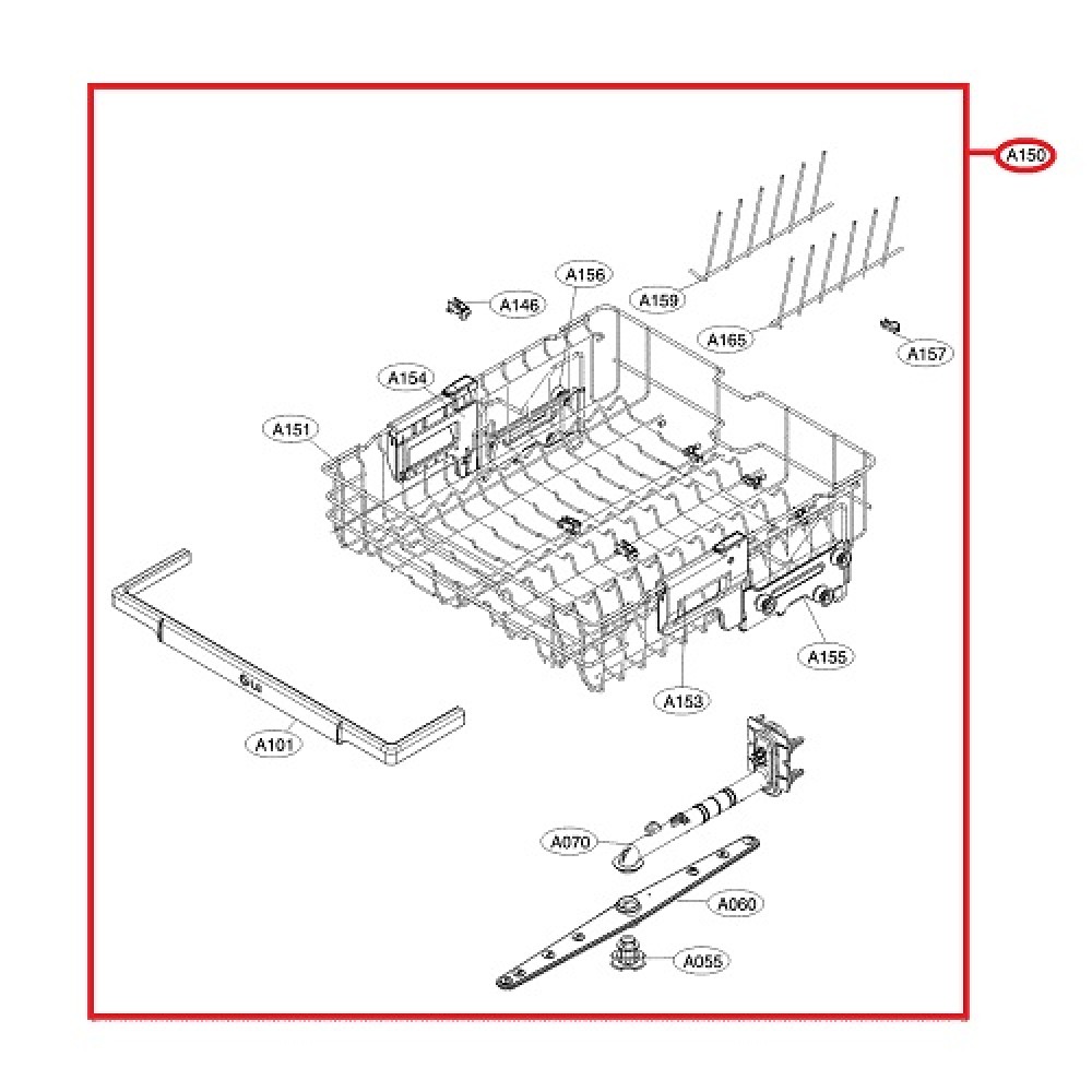 AHB73249204 LG Dishwasher Dish Rack Upper Full Assembly 4502891