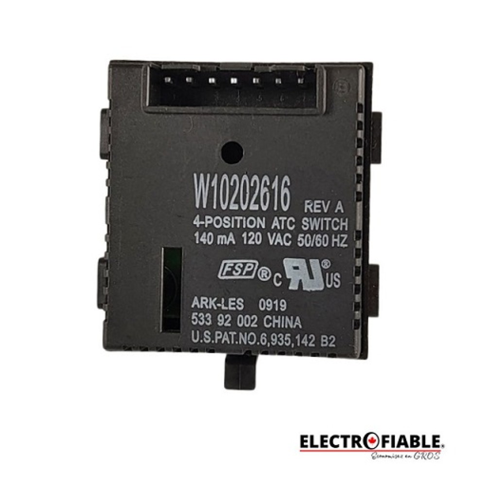 WPW10202616 Amana Washer Control Panel Temperture Switch (4 Position) W10202616