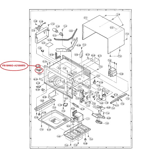 MHNG-A318WRT0 Sharp Microwave Door Hinge Upper MHNGA318WRT0