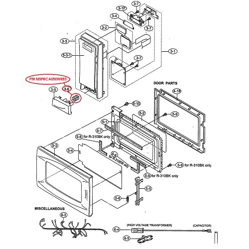 MSPRCA050WRE0 Sharp Microwave Door Button Spring MSPRCA050WRE0